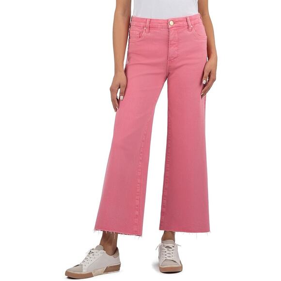 Kut From The Kloth Women's 0 Pink Meg Fab Ab High Rise Wide Leg Jeans O16-14 - Picture 1 of 9